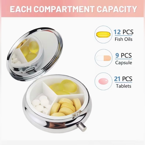 Love Bird Parrot Bird Round Pill Organizer 3-Compartment Compact Pill Case - Picture 10 of 11